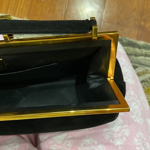 💕 Stuart weitzman black suede framus blasue dressy vintage handbag EUC  💕 - Picture 10 of 12